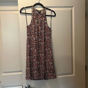 Michael Kors floral print dress with gold chain halter neck